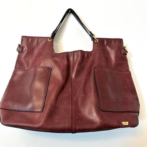 III BeCa By Joy Gryson Leather Brown Tote Shoulder Bag - Picture 1 of 6